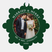 と結婚したのメリー写真の緑 オーナメントカード (正面)