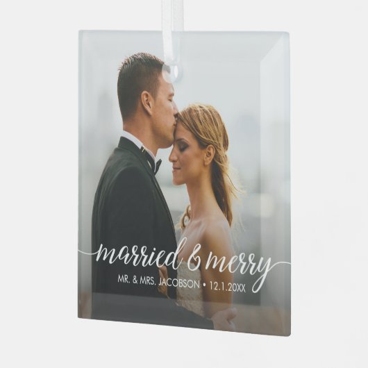 と結婚したのメリー写真初めてのクリスマス ガラスオーナメント (正面左)