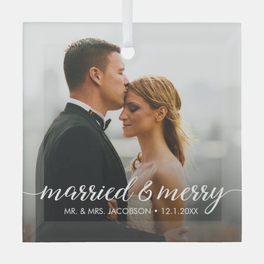 と結婚したのメリー写真初めてのクリスマス ガラスオーナメント (正面)
