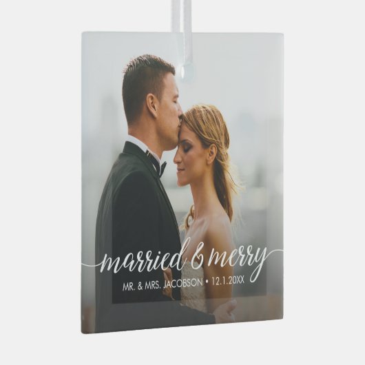 と結婚したのメリー写真初めてのクリスマス ガラスオーナメント (正面右)