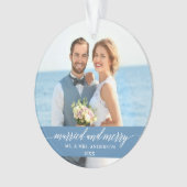 と結婚したの書メリー道のライトブルー オーナメント (正面)