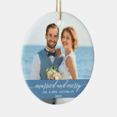 と結婚したの書メリー道のライトブルー セラミックオーナメント (右)