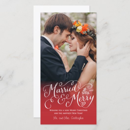 と結婚したハンドレメリータッドレッドホリデイ シーズンカード (正面/裏面)