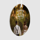 と結婚したメリーカスタムHoliday Newlywed写真 オーナメント (正面)