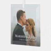 と結婚したメリーカスタムPhoto Newlyed Christmas ガラスオーナメント (正面左)