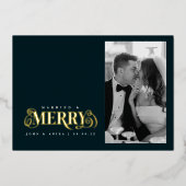 と結婚したメリークラシックホイルホリデーカード 箔シーズンカード (正面)
