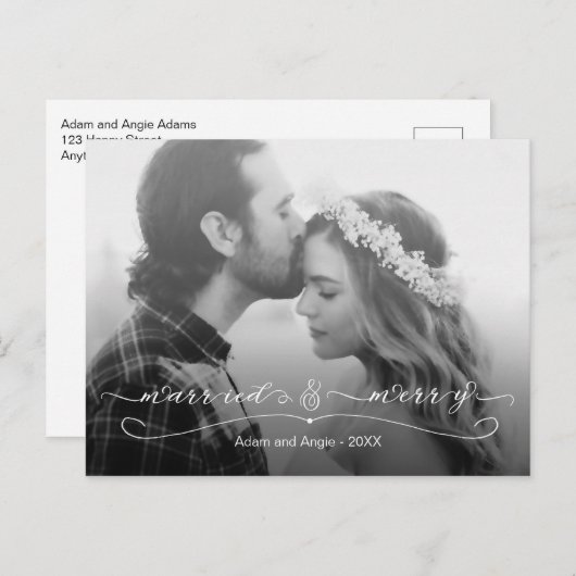 と結婚した初めてのクリスマスメリー写真 シーズンポストカード (正面/裏面)