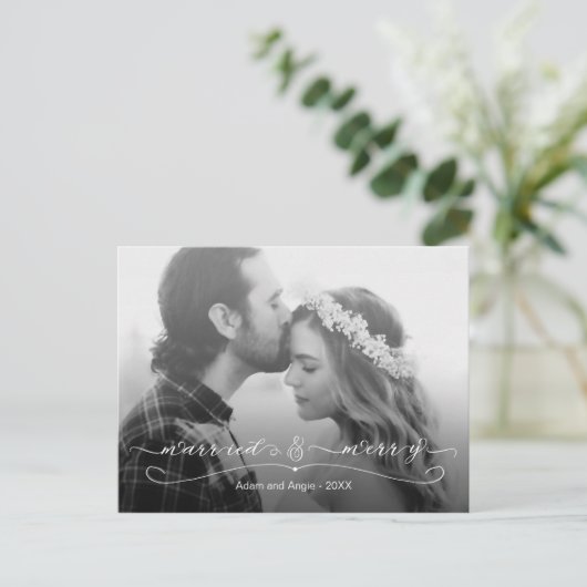 と結婚した初めてのクリスマスメリー写真 シーズンポストカード (スタンド正面)