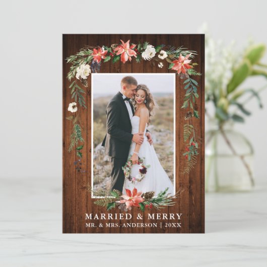 と結婚した木材メリー水の色の冬フローラ シーズンカード (スタンド正面)