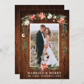 と結婚した木材メリー水の色の冬フローラ シーズンカード (正面/裏面)