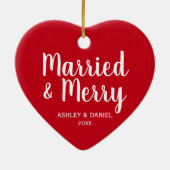 と結婚した結婚のメリークリスマス・ハート研究開発(&W) セラミックオーナメント (裏面)