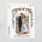 と結婚した金ゴールドメリー水彩冬フローラ ポストカード (正面/裏面)