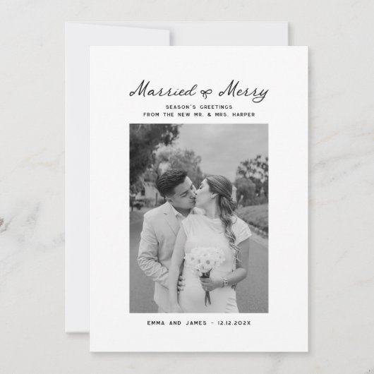 と結婚したBow写真メリークリスマス新婚 シーズンカード (正面)