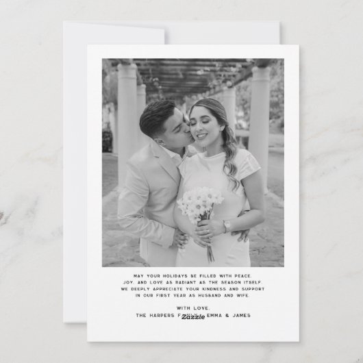 と結婚したBow写真メリークリスマス新婚 シーズンカード (裏面)