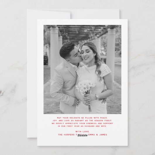 と結婚したBow写真メリークリスマス新婚 シーズンカード (裏面)