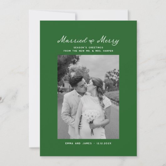 と結婚したBow写真メリークリスマス新婚 シーズンカード (正面)