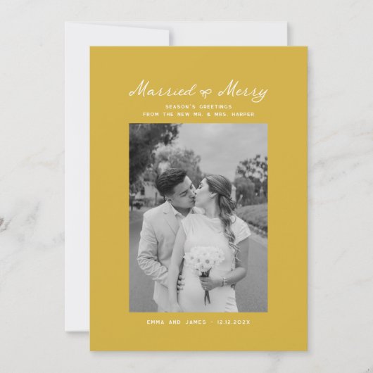 と結婚したBow写真メリークリスマス新婚 シーズンカード (正面)