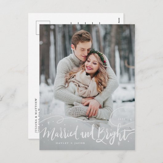 と結婚したBright 2フォトタイポグラフィ結婚ズ シーズンポストカード (正面/裏面)
