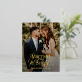 と結婚したBright FOIL実在 Holiday Cardはがき 箔シーズンポストカード (立ち正面)