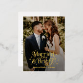 と結婚したBright FOIL実在 Holiday Cardはがき 箔シーズンポストカード (正面/裏面)