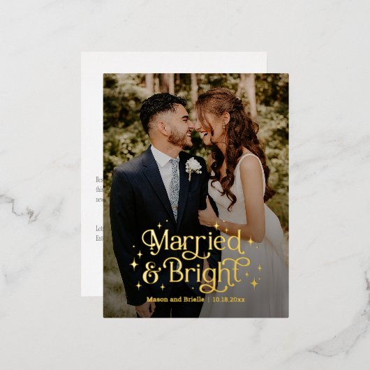 と結婚したBright FOIL実在 Holiday Cardはがき 箔シーズンポストカード (正面/裏面)