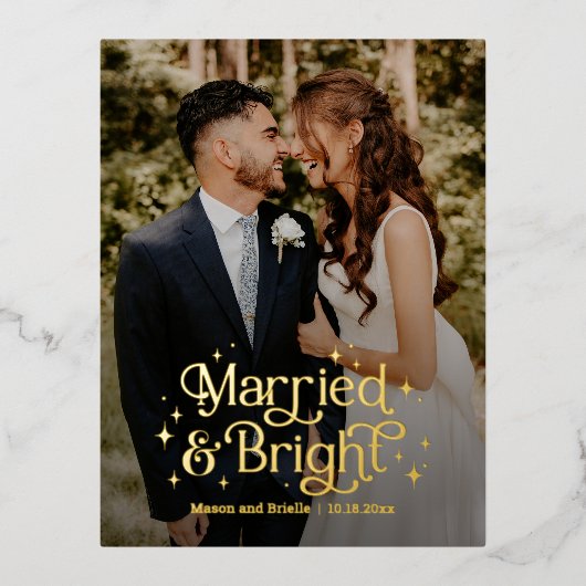 と結婚したBright FOIL実在 Holiday Cardはがき 箔シーズンポストカード (正面)