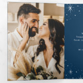 と結婚したBright Navy Script 4の写真 三つ折りクリスマスカード (内部最初)