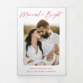 と結婚したBright Red Script 4の写真 三つ折りクリスマスカード (カバー)
