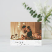 と結婚したBright Scriptモダン Photo Holiday ポストカード (スタンド正面)