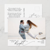と結婚したBright, Script モダン Photo Holiday ポストカード (正面/裏面)