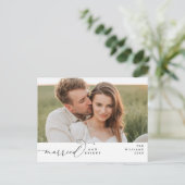 と結婚したBright, Script モダン Photo Holiday ポストカード (スタンド正面)