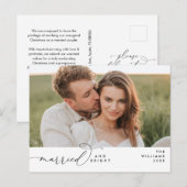 と結婚したBright, Script モダン Photo Holiday ポストカード (正面/裏面)