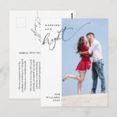 と結婚したBright, Script モダン Photo Holiday ポストカード (正面/裏面)