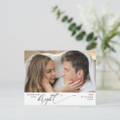 と結婚したBright, Script モダン Photo Holiday ポストカード (スタンド正面)
