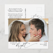 と結婚したBright, Script モダン Photo Holiday ポストカード (正面/裏面)