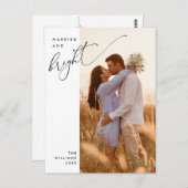 と結婚したBright, Script モダン Photo Holiday ポストカード (正面/裏面)