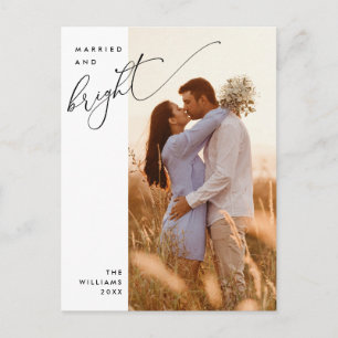 と結婚したBright, Script モダン Photo Holiday ポストカード