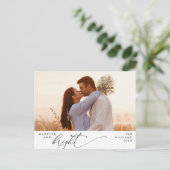 と結婚したBright, Script モダン Photo Holiday ポストカード (スタンド正面)