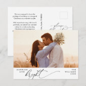 と結婚したBright, Script モダン Photo Holiday ポストカード (正面/裏面)