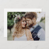 と結婚したBright Script Newlywed Holiday ポストカード (正面/裏面)