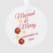 と結婚したSnowflakesの写真初めてのクリスマス オーナメント (裏面)