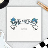 と結婚タトゥー、黒と白のバラのタトゥー スタンダードカクテルナプキン