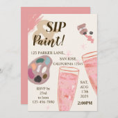 と絵を描招待状ワインの試飲 招待状 (正面/裏面)