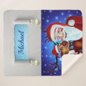 と絵画は、微笑むルドルフとサンタクロースと シェルパブランケット (正面(横))