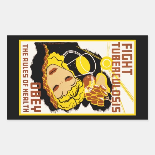 ～と闘って健康の規則に従う 長方形シール (正面)