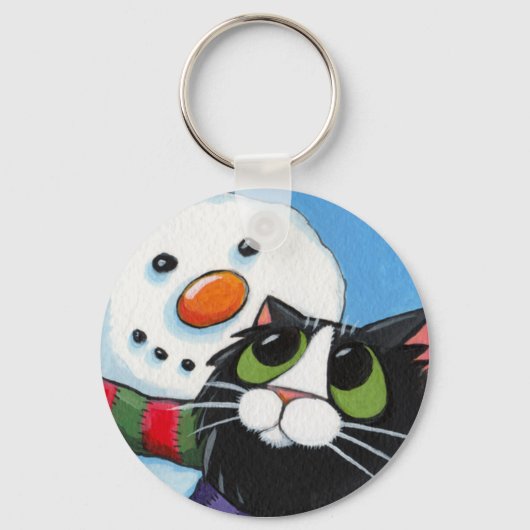 と霜の降りたSox - Christmas Cat Keychain キーホルダー (正面)
