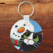 と霜の降りたSox - Christmas Cat Keychain キーホルダー (正面)