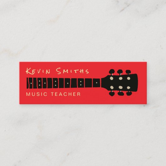 と音楽クール先生モダンの赤い色 スキニー名刺 (正面)