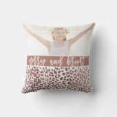 とBright Leopardメリー Printフォトホリデー クッション (裏面)