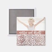 とBright Leopardメリー Printフォトホリデー マグネット (正面/裏面)